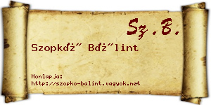 Szopkó Bálint névjegykártya