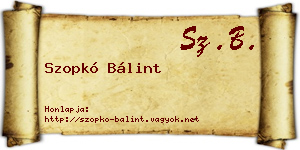 Szopkó Bálint névjegykártya